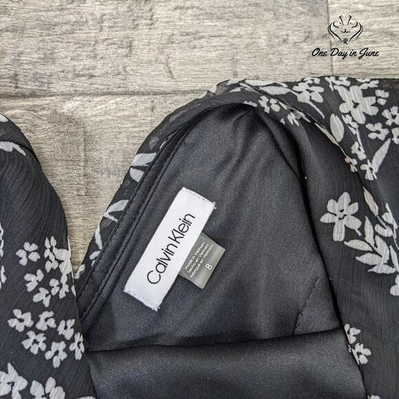 Calvin Klein High Neck Zip Back Floral Mini Dress Size 8 - Picture 2 of 5